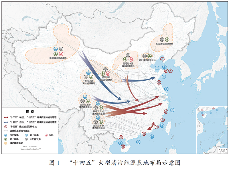 “十四五”大型清洁能源基地布局示意图